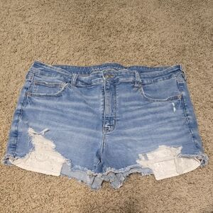 American Eagle Outfitters Blue Distressed Jean Shorts